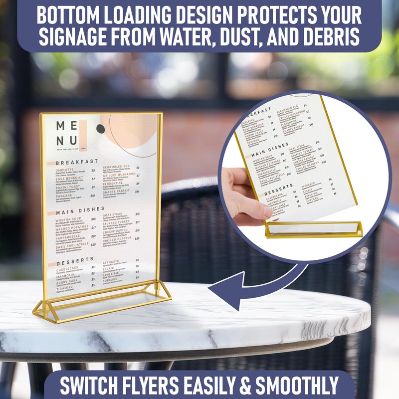 Dasher Products Gold Picture Frames Double-Sided, 6-Pack 8.5x11 Acrylic Table Number Holders, Clear Easel Stands for Signs, Gold Frames for Wedding Table Numbers, Menu Holders, and Photo Displays for Events and DÃ©cor - Image 4